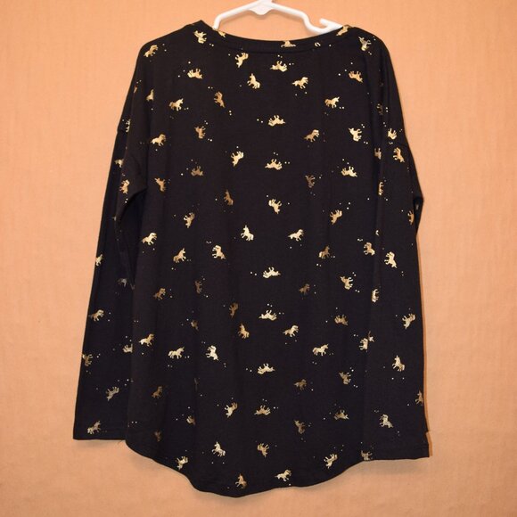 Old Navy Black & Gold Unicorn Print Relaxed Long Sleeve Tee | Size M - Picture 3 of 5